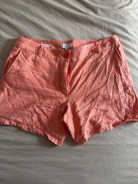 LOFT Coral-Orange Linen-Blend Women’s Shorts